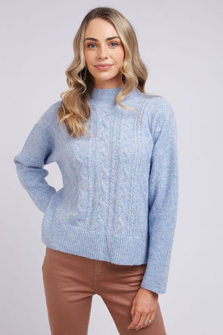 Hettie Cable Knit - Cloud Blue Marle