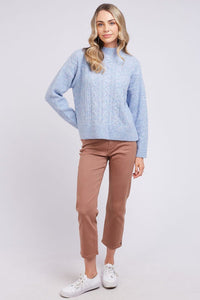 Hettie Cable Knit - Cloud Blue Marle