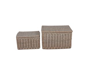 Hudson Willow Trunk - Set of 2 - 60x40x38cm Grey