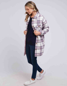 Aster Check Shacket - White/Pink/Blue Check