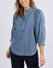 Load image into Gallery viewer, Sophie Half Button Shirt - Mid Blue Wash
