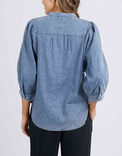 Load image into Gallery viewer, Sophie Half Button Shirt - Mid Blue Wash
